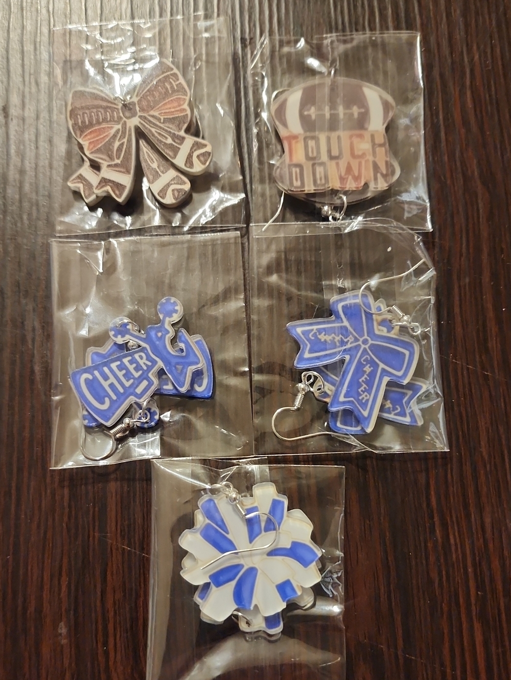 Blue and White Cheer Earrings Set Of 5